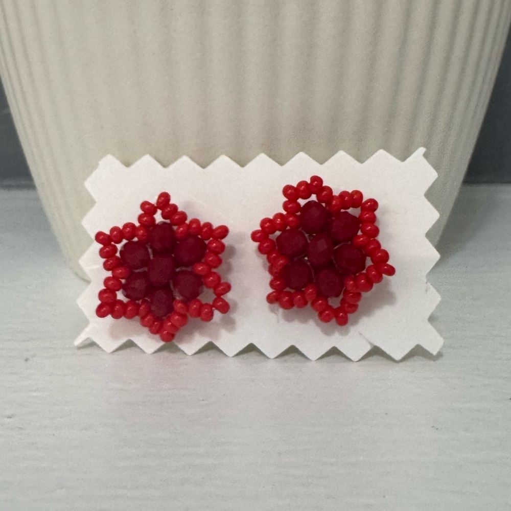 Huichol Beaded Star Stud Earrings